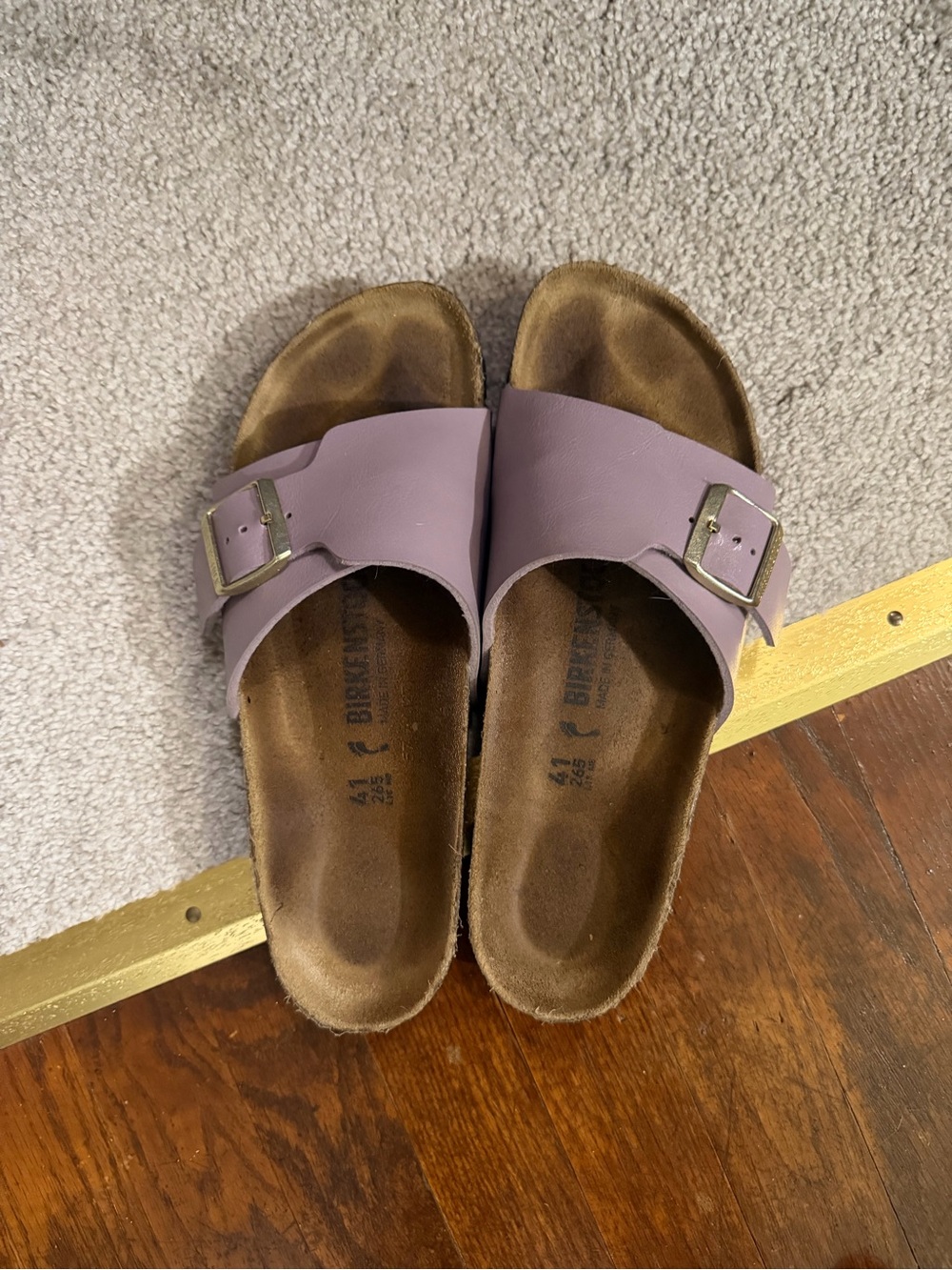 Birkenstock Single Strap Slide Sandals in Lilac